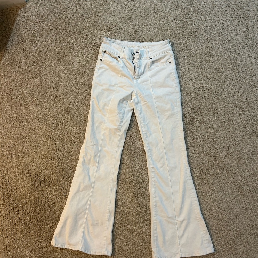 American Eagle Outfitters white flare jeans